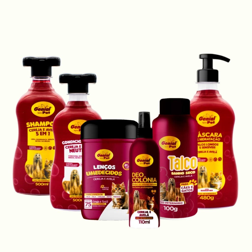 Shampoo Condicionador Mascara De hidratação Lenço Umedecido talco perfumado Perfume Banho e Tosa