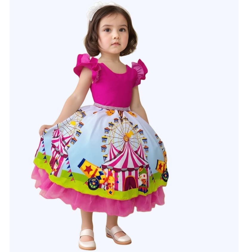 Vestido De Festa Infantil Circo Pink