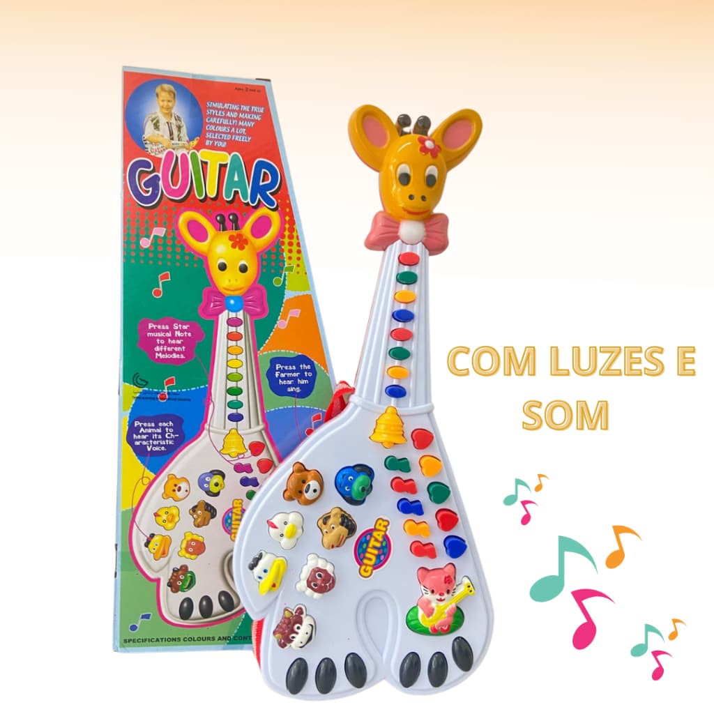 Brinquedo Guitarra Girafa Bebê Com Som E Luz Musical Colorido - Toys Kids