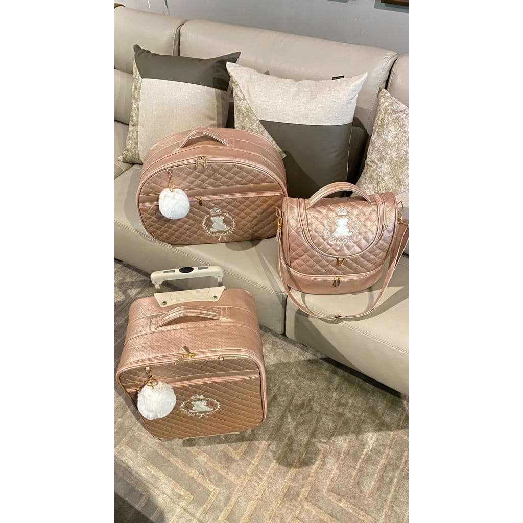 MALA RODINHA + FRASQUEIRA + MALA MÃO  PERSONALIZADAS