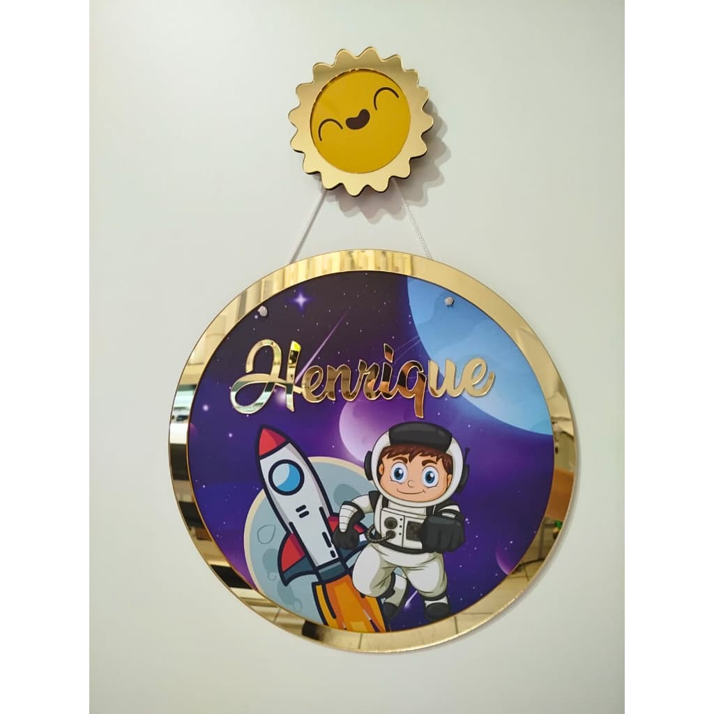 Bebê Porta Maternidade Astronauta Quarto Bebê Enfeite