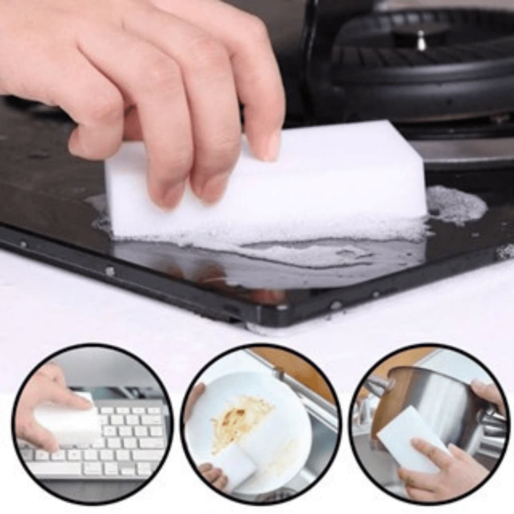 Kit 2 Esponjas Mágicas Potencialize Sua Limpeza Transforme Sua Rotina de Cuidados Domésticos