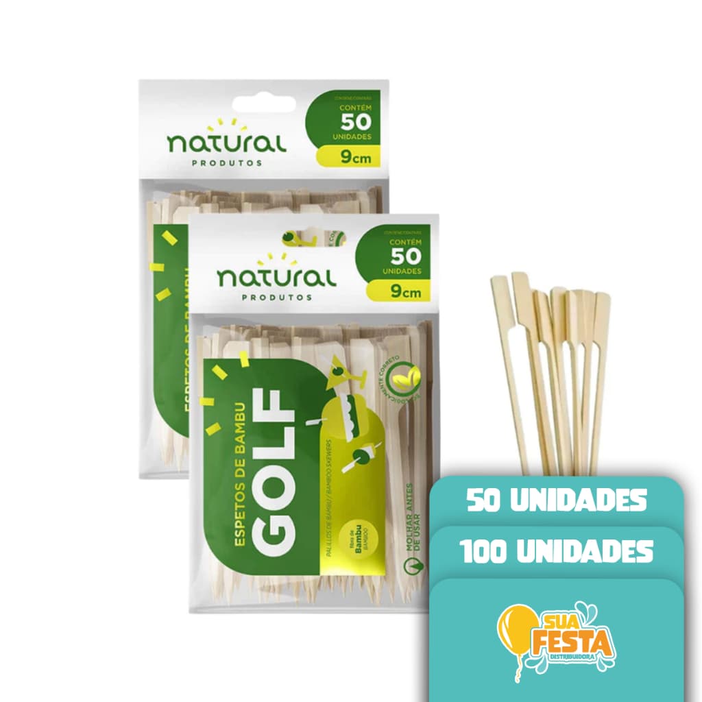 Kits 100 Palitos De Bambu Natural Golf 9cm Para Petiscos E Aperitivos