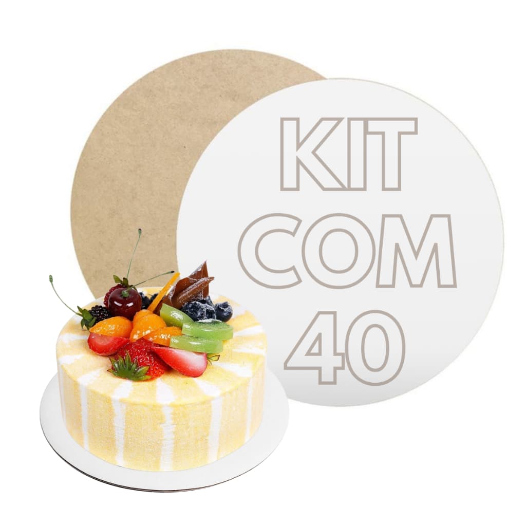 Kit com 40 Base Suporte Para Bolos de MDF 25cm Redondo Resistente