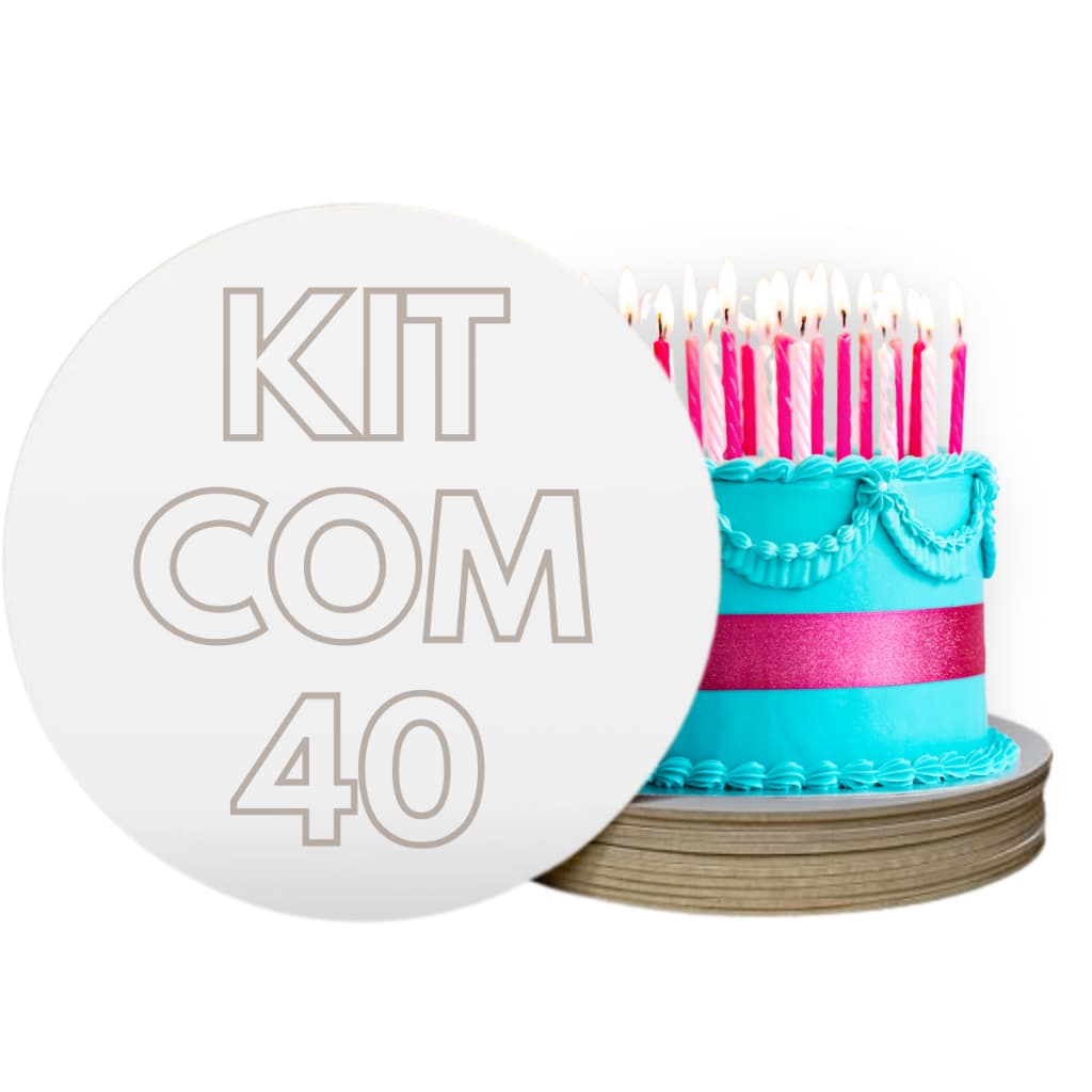 Kit 40 Cake Board 22cm Base Tabuleiro Para Bolo Redondo Mdf Suporte Reforçado