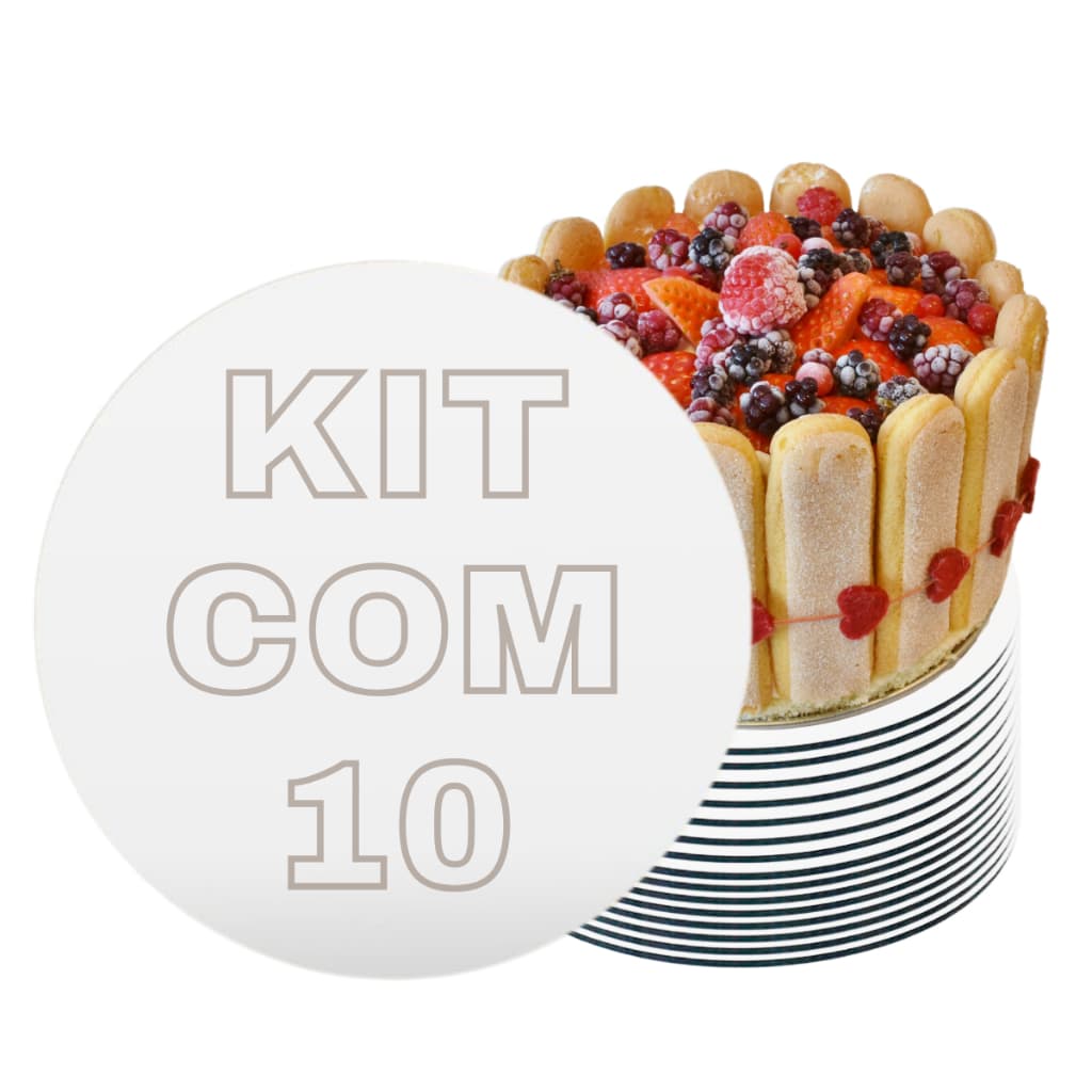 Kit 10 Bases Para Bolo de MDF 25cm Cake Board Redondo Resistente