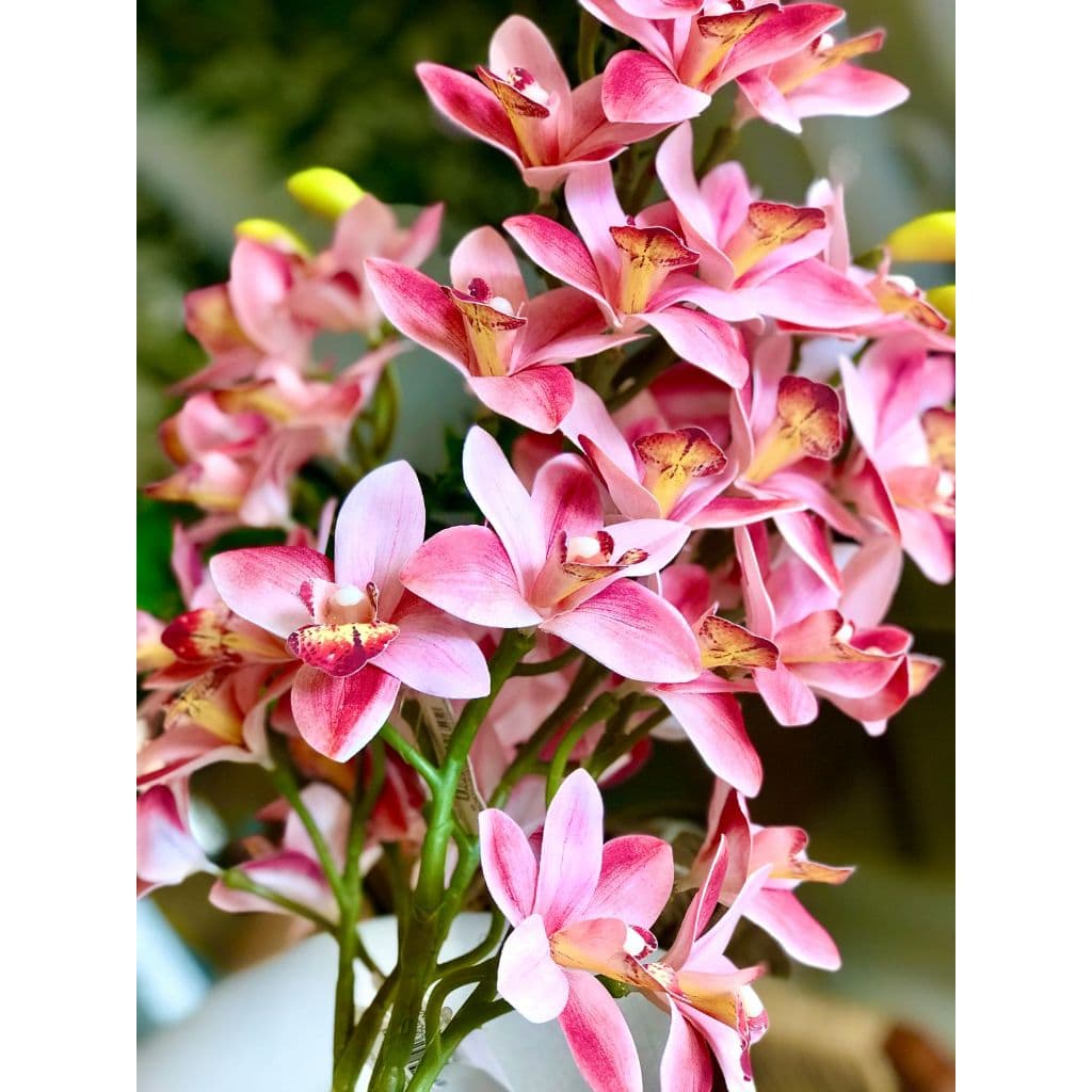 Haste de Orquídea de Silicone artificial com 10 flores ideal para arranjos, casa, festas e eventos