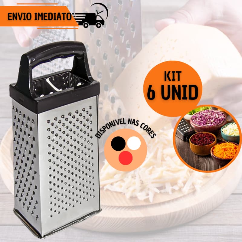 Ralador Inox Multiuso 4 Faces Queijo Cenoura Coco Alho Chocolate Legumes Cozinha Profissional