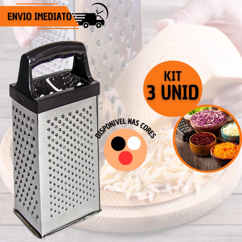 Ralador Inox Multiuso 4 Faces Queijo Cenoura Coco Alho Chocolate Legumes Cozinha Profissional