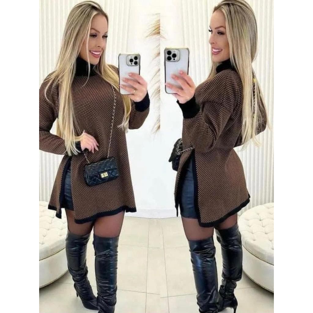 PONCHO De Tricot feminino Estiloso casaco roupas de inverno elegante de frio tendencia modinha chic.