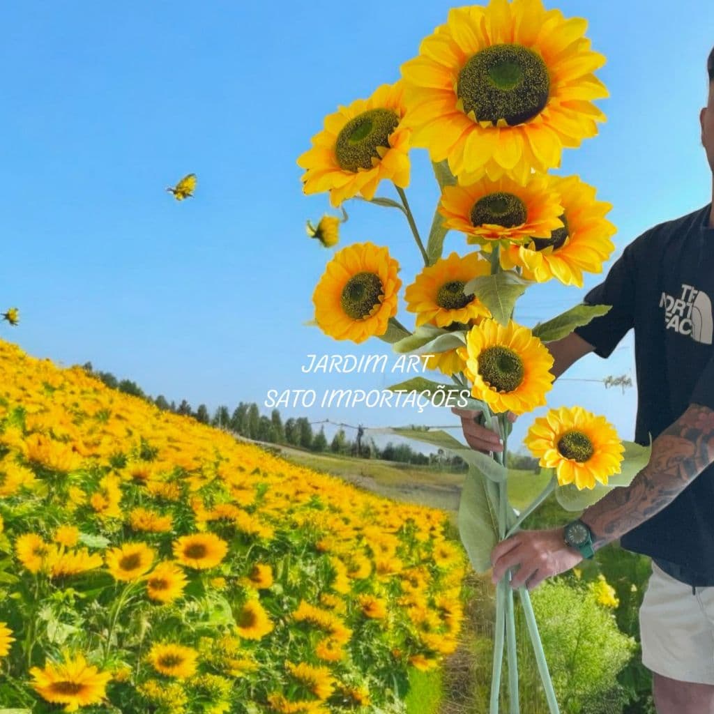 Buquê Extra Grande de Girassóis 130cm – Beleza Natural e Duradoura para Sua Casa