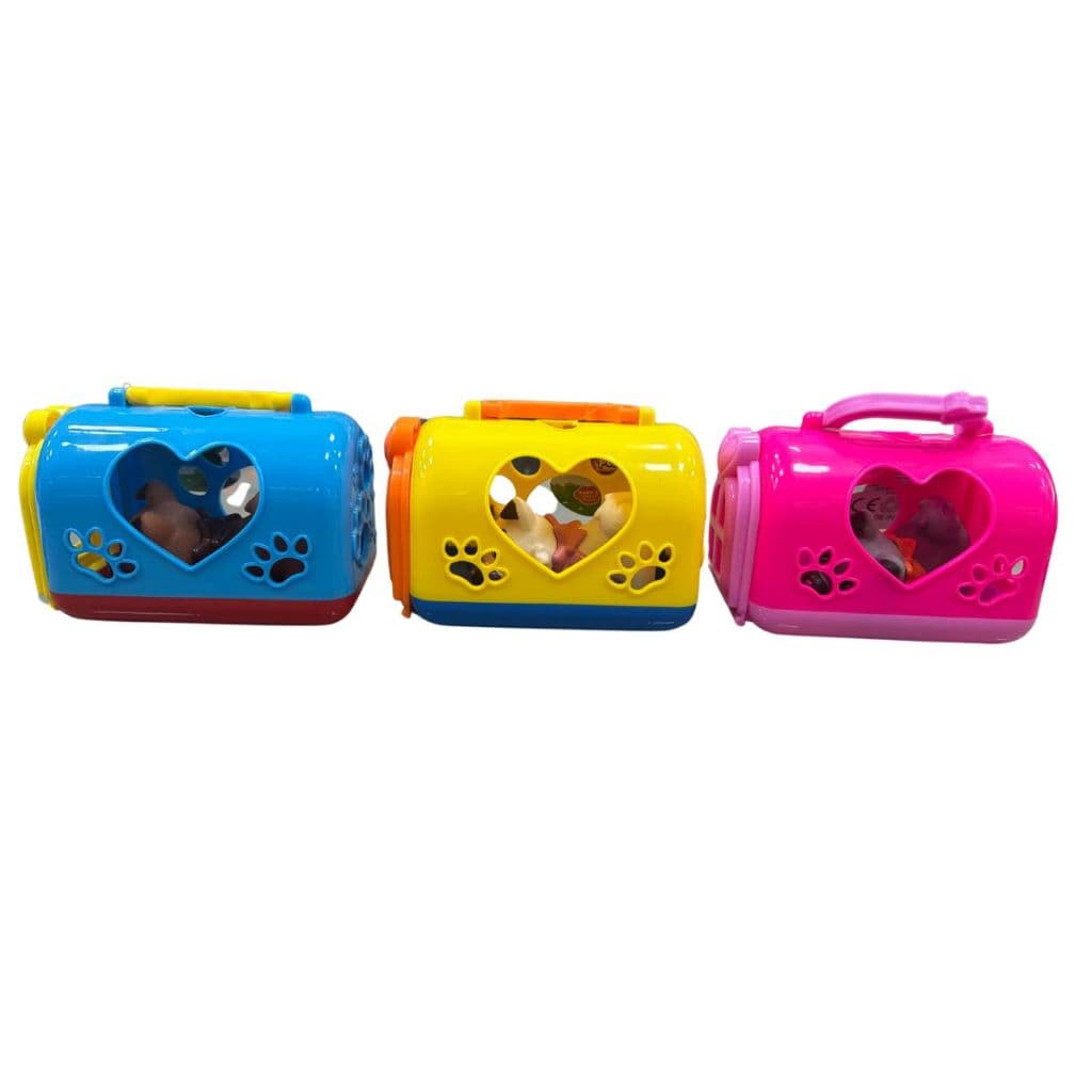 Brinquedo Mini Maleta De Transporte Colorida Para Pet Com Cachorrinho Divertido