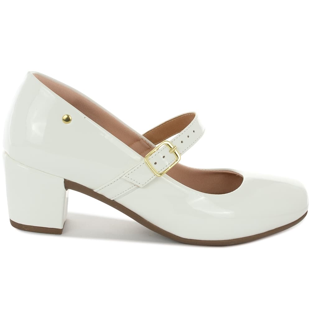 Scarpin Bico Quadrado Peep Toe Moda Modesta Salto Bloco Geométrico Boneca Ref: 64.84