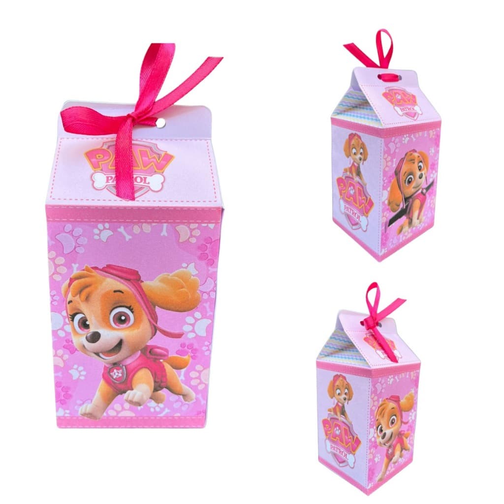Kit Festa Caixa Milk Skye Patrulha Canina Rosa Fita Cetim Aniverssarios