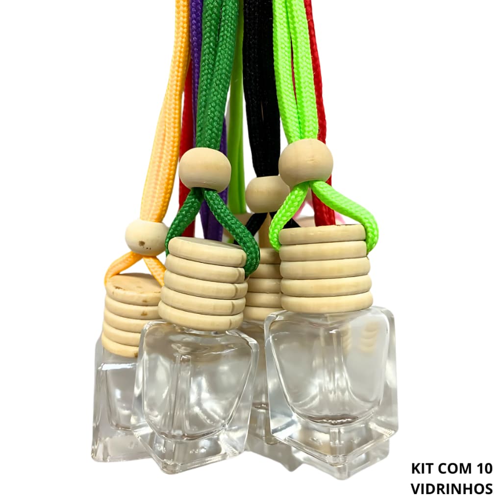Kit 10 Frascos De Vidro Para Cheirinho Aromatizador Para Carros Automotivo Vazio Quadrado Pingente