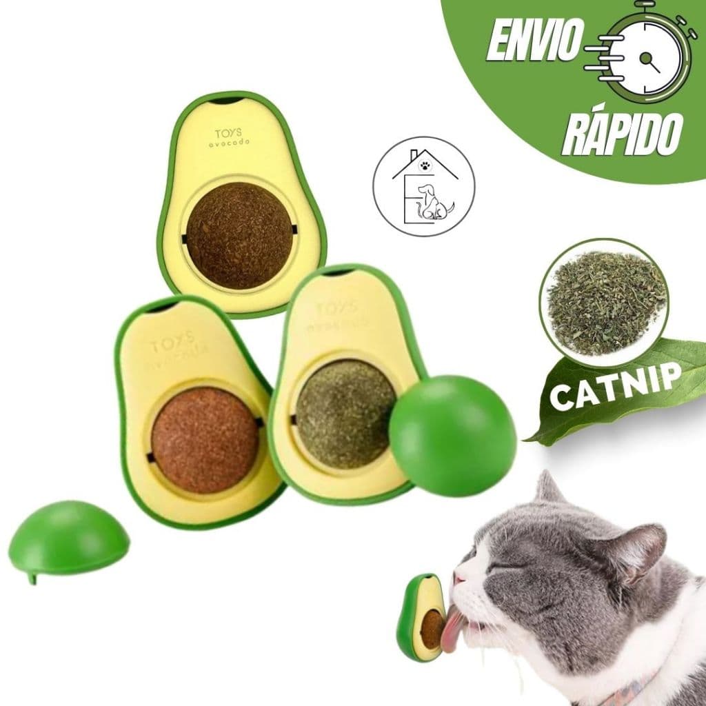 BRINQUEDO ABACATE COM CATNIP PARA GATO BOLINHA ERVA GATO 100% NATURAL