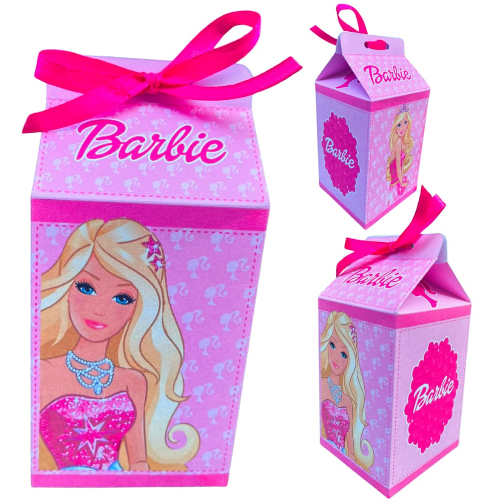 Kit Festa Lembrancinha Caixa Milk Barbie + Fita Cetim Caixinha para docinhos