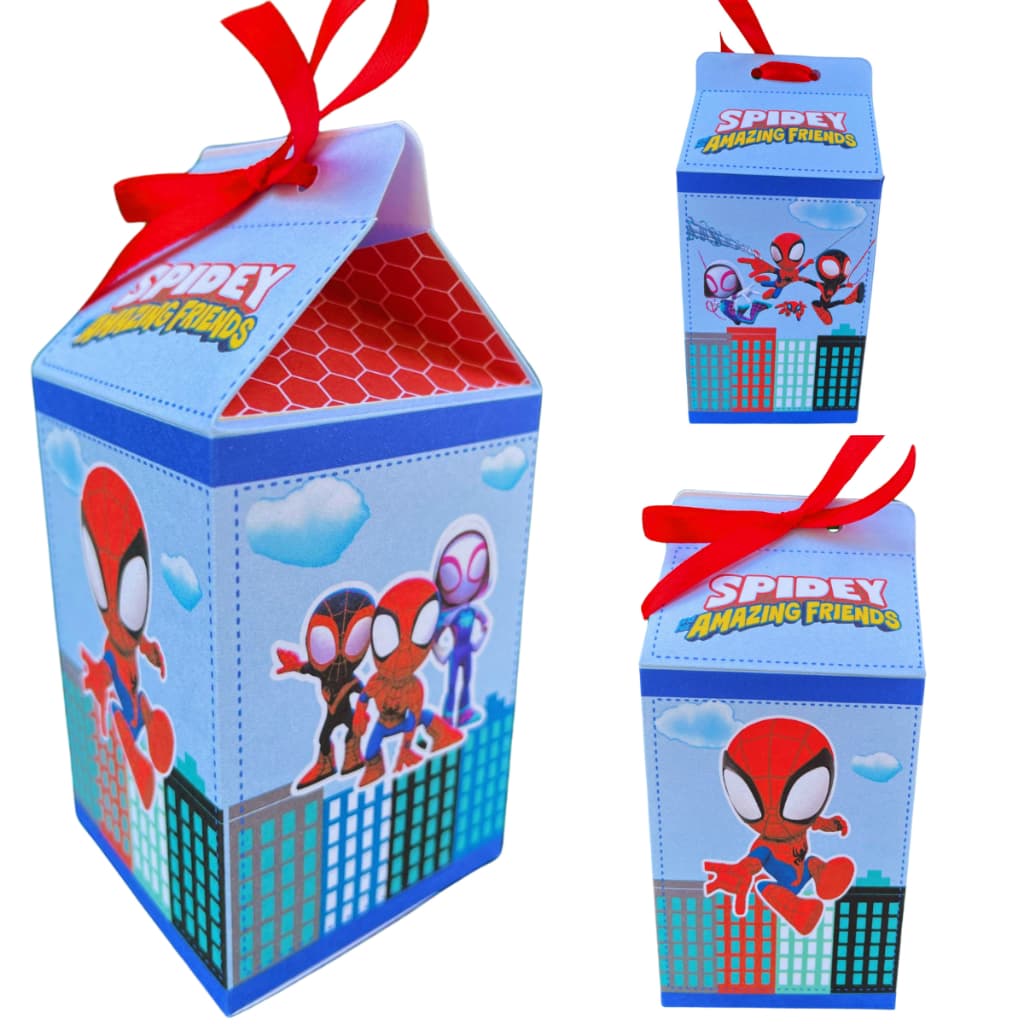 Kit Caixa Milk Personalizado Spidey E Amigos Do Home Aranha caixinha para festa