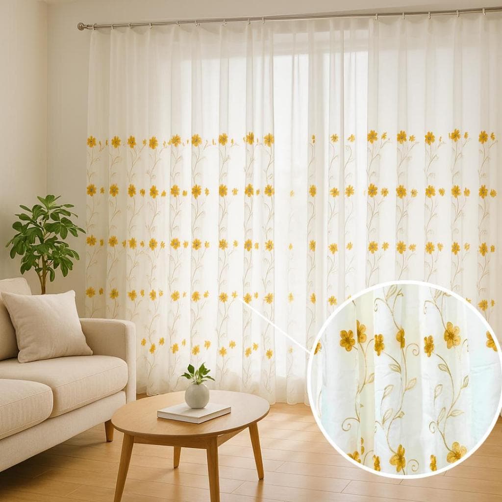 CORTINA BORDADA SALA 4,00 X 2,70 PURO LUXO - ILHÓS CROMADO