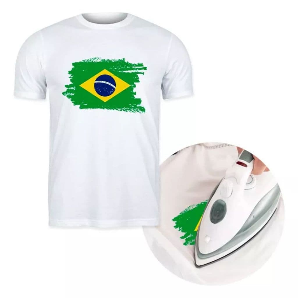 1 Aplique Termocolante Bandeira Brasil Aquarela Patch Para Roupas 19x13cm