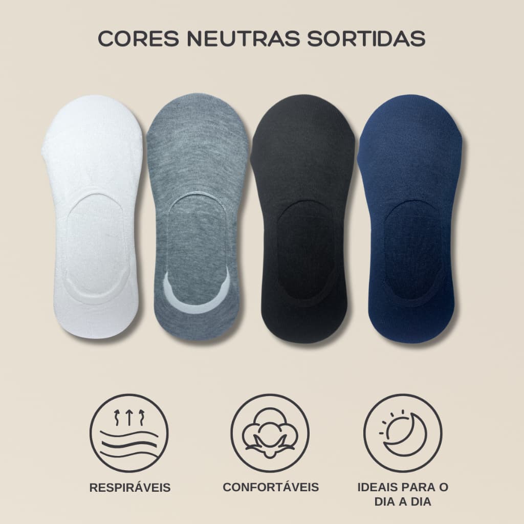 Kit 6 Pares de Meia Invisível Unissex Respirável Soquete