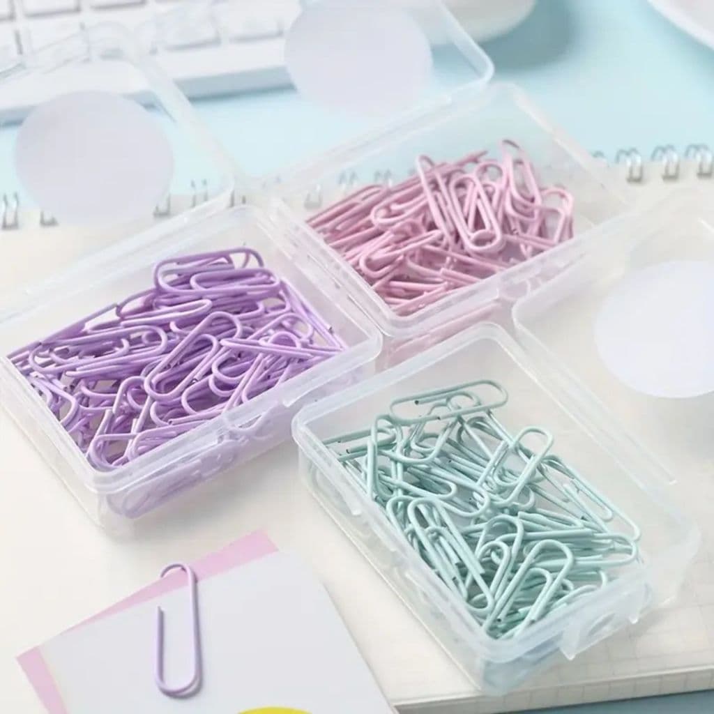 Conjunto de Mini Clips de Papel Metálicos Candy Colors 50mm Fofo Pequeno Escritório Escolar Folha