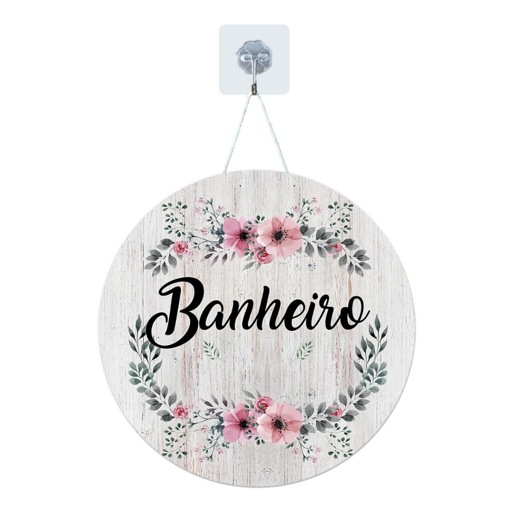 Placa Enfeite Porta Guirlanda Decorativa MDF Adesivado Banheiro Toalete Festas Eventos 25cm