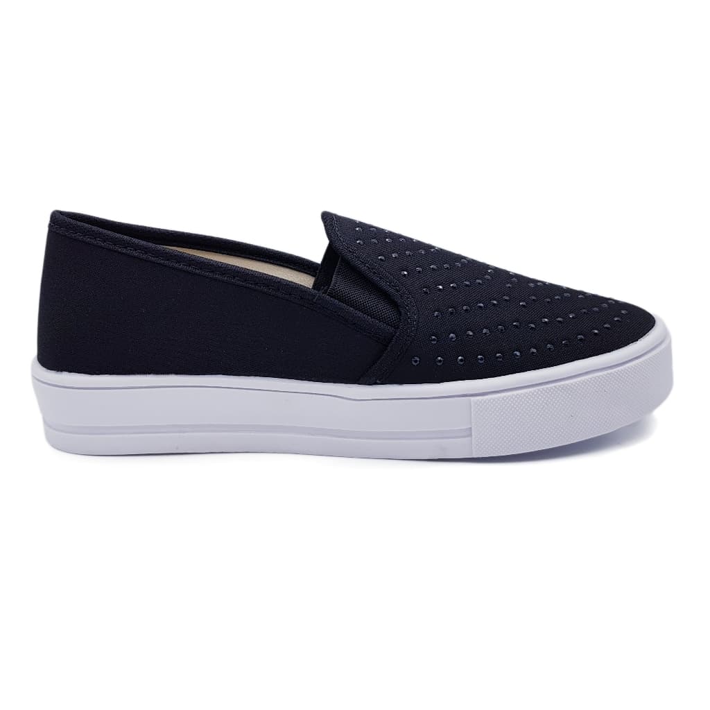 Tênis Sapatilha Sapatenis Feminino Slip On Plataforma Casual Básico Confortável Calce Fácil K107