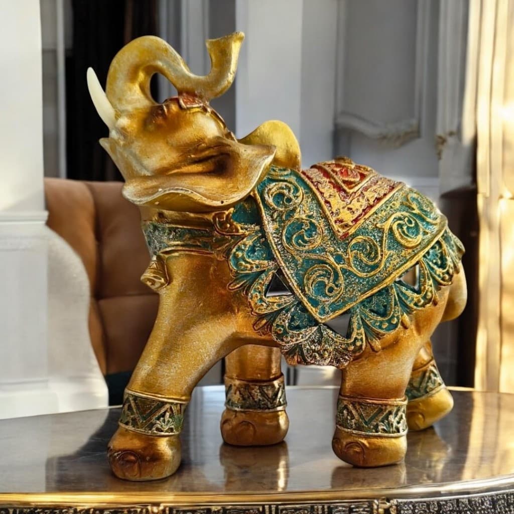 Elefante Decorativo Em Resina Indiano Sabedoria Sorte Grande Enfeite de mesa Elegante