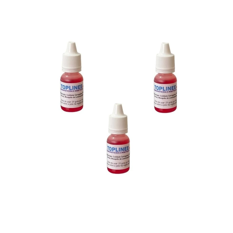 3x Topline 10ml Poderoso Antipulgas Carrapatos Repelente Para Cães