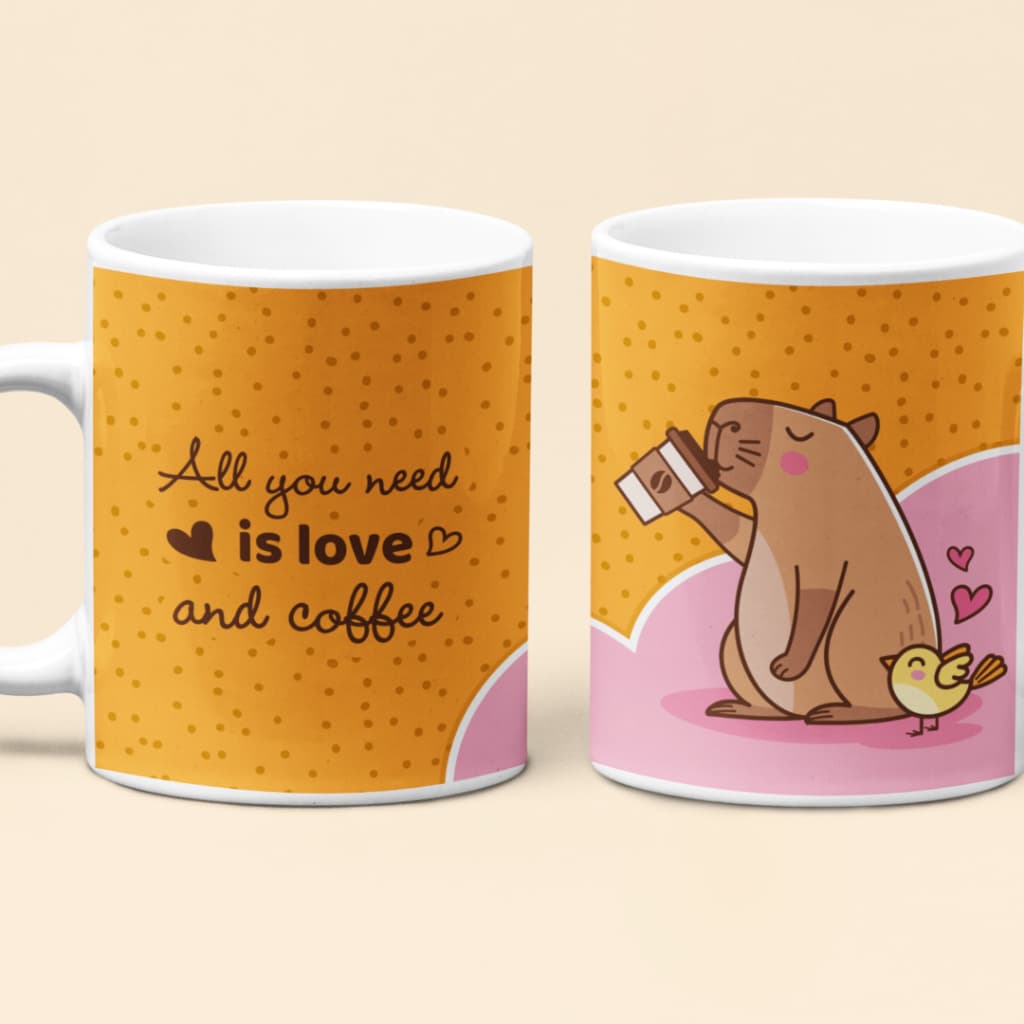 caneca capivara de bem com a vida tudo que você precisa