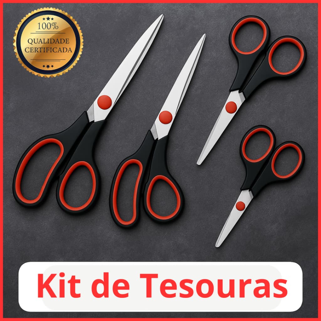 Kit 4 ou 3 Tesouras Aço Inox Corte Costura Artesanato Domestico profissional