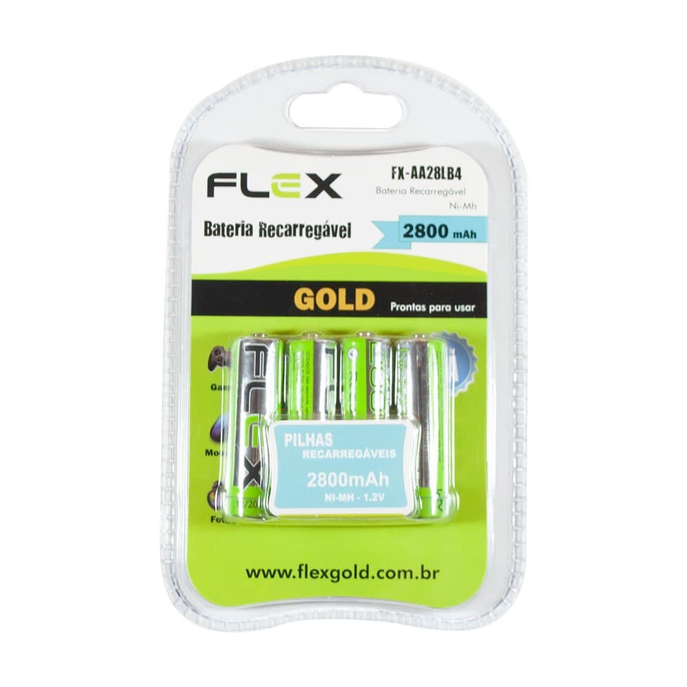 Bat . Flex AA 2800mah Blister Com 4 unidades