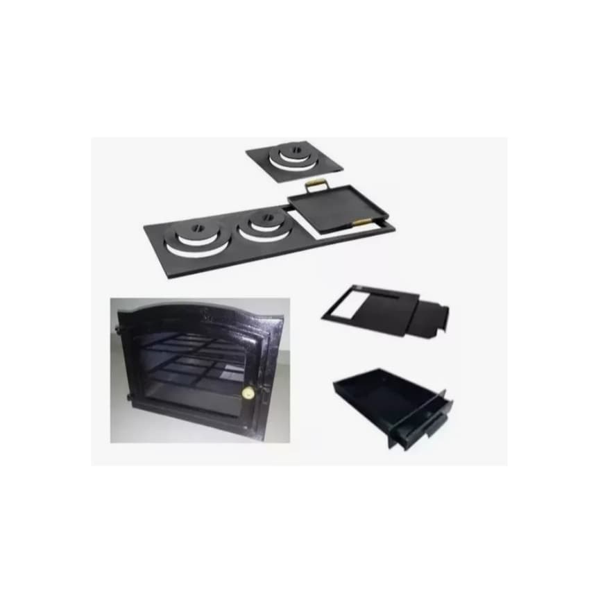 Chapa Com Bifeteira + Forno a Lenha Grande + Gaveta de Cinzas + Registro de Fumaça