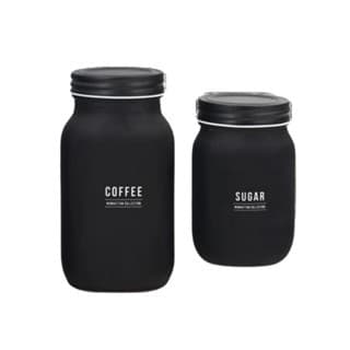 Jogo Pote Café Açúcar Coffee Sugar Vidro Preto Manhattan Hauskraft