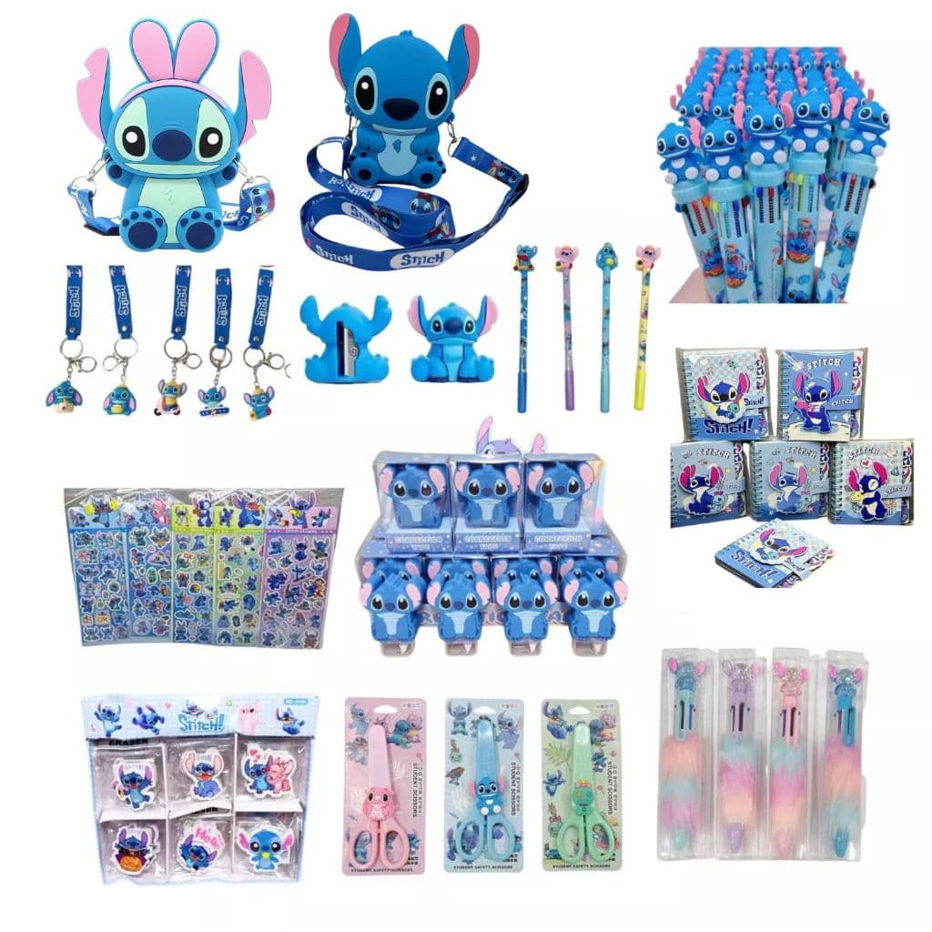 Kit Bolsinha + Papelaria Fofa Stitch Kawaii Presente Criativo Escolar