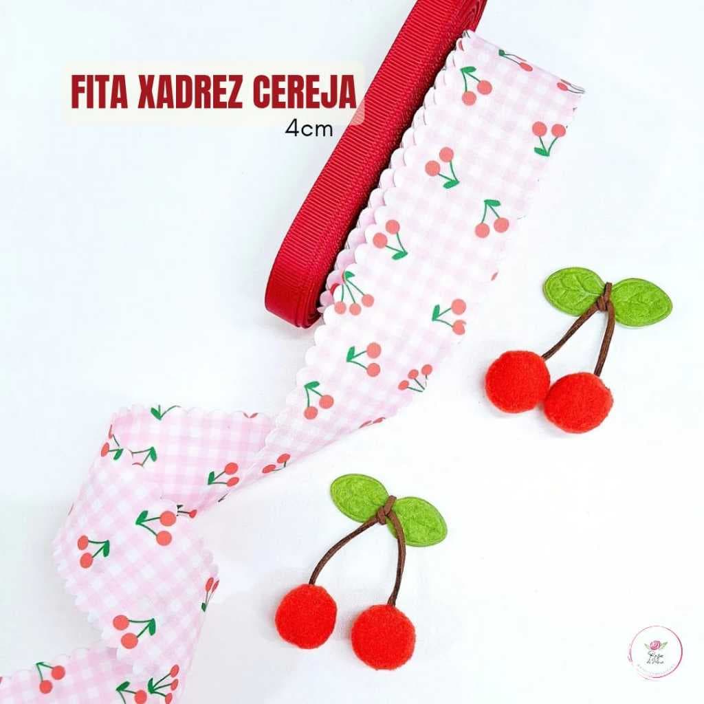 Fita Xadrez Cereja 40mm (Escolha a partir de 3 Metros) para Laços e Tiaras