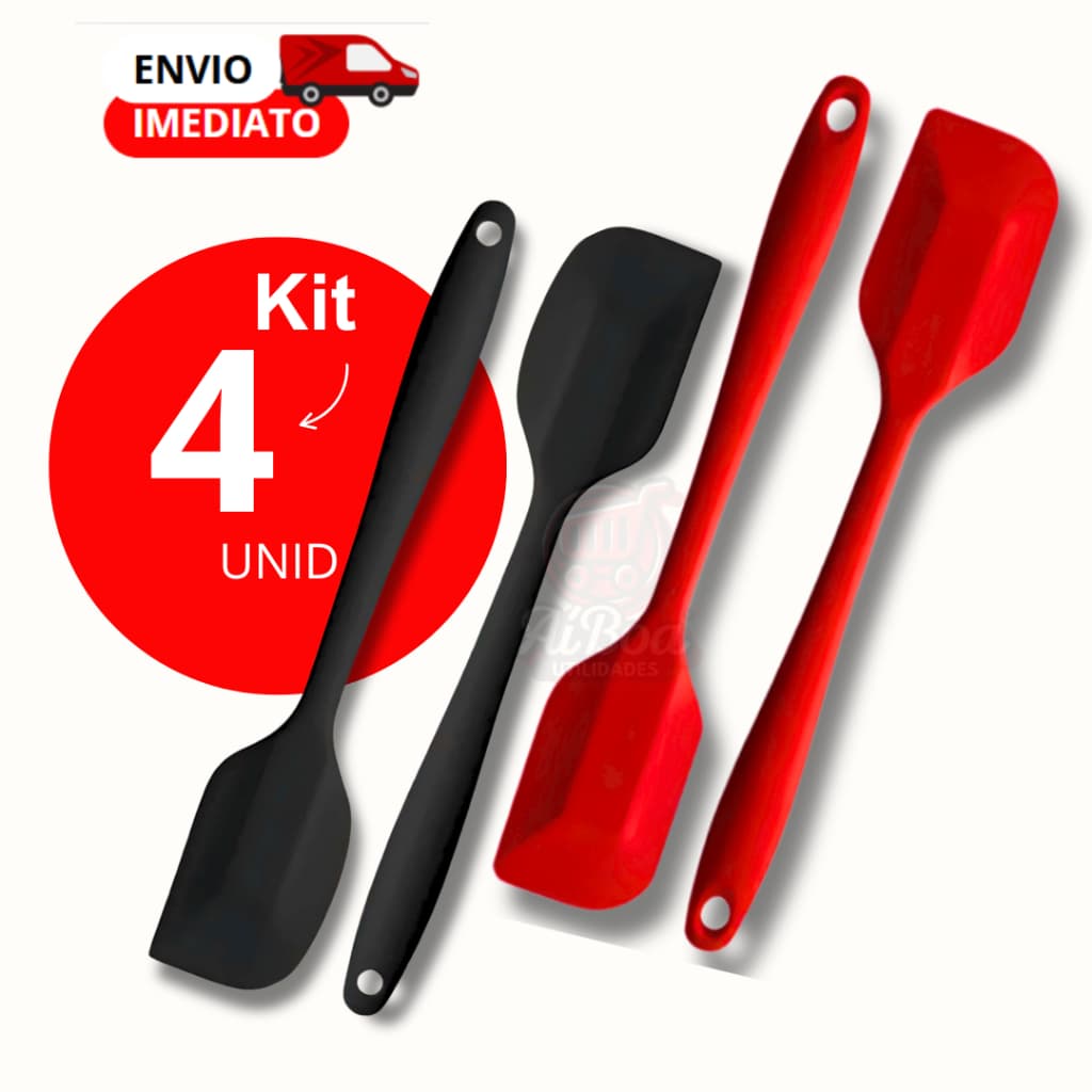 Espátula de Silicone Reta Kit 4 un Pão Duro Resistente Cozinha Confeitaria Uso Culinário Massas Bolo Pascoa Antiaderente