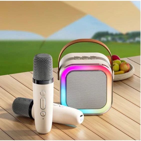 K12 Máquina de Karaoke Portátil Bluetooth 5.3 PA Sistema de Altifalantes, 1-2 Microfones Sem Fio