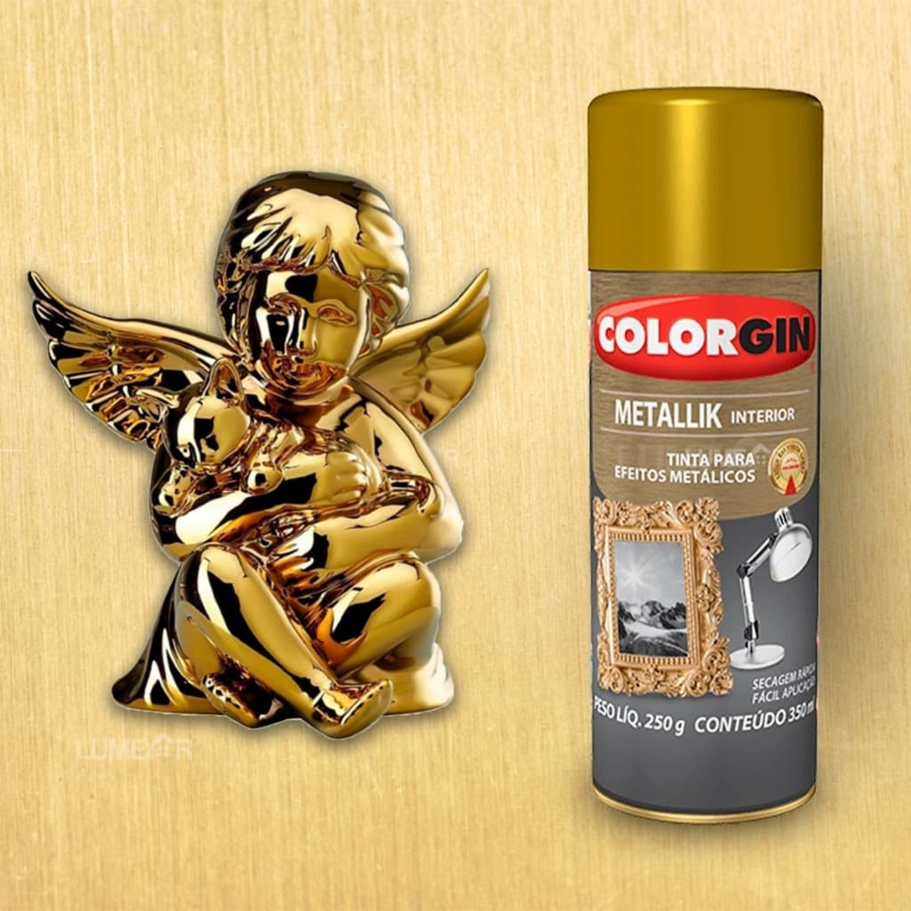 Tinta Spray Metallik Interior 350 Ml Colorgin - Cor Ouro