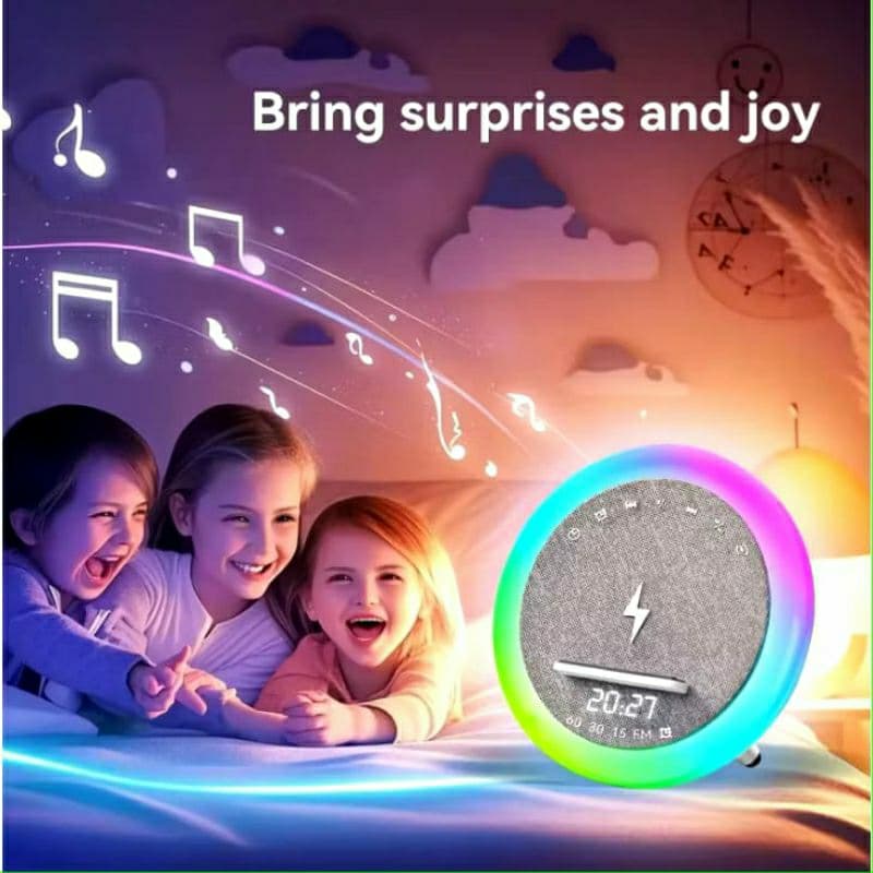 Caixa De Som com Relógio Digital Luz LED RGB e Carregador Por Indução 50W Eletromex EL-1078
#EL-1078