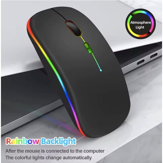 Mouse Ergonômico para Jogos, Retroiluminação, Compatível com USB, RGB, Recarregável, Silencioso