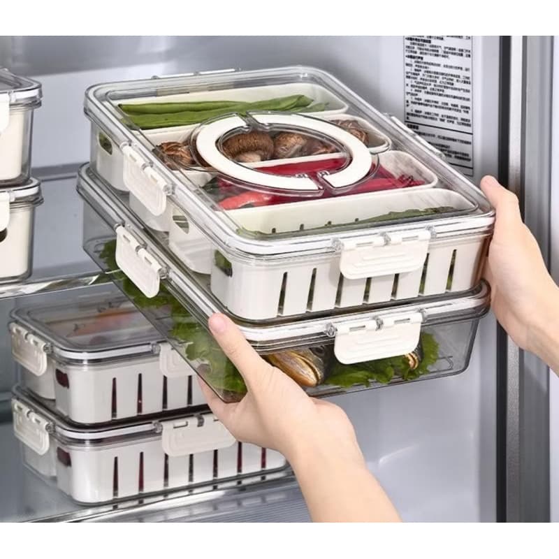 Organizador De Geladeira Kit Potes Herméticos Escorredor Multiuso Cozinha Alimentos Carnes Legumes