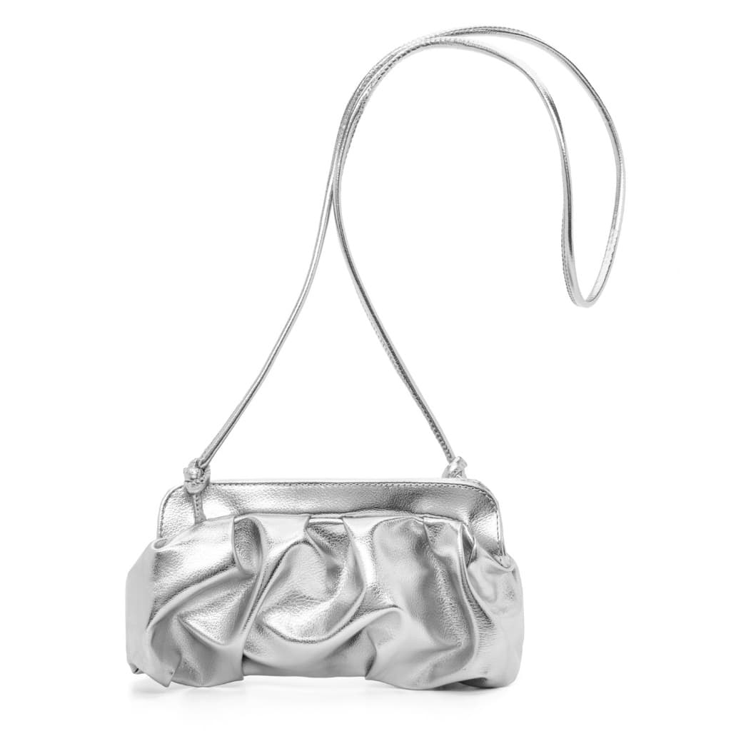 Bolsa Feminina Transversal Metalizada Nuvem de Alça Festa e Casamento