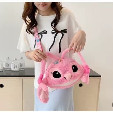 Bolsa bolsinha de pelúcia Angel Stitch - Infantil - Presente menina