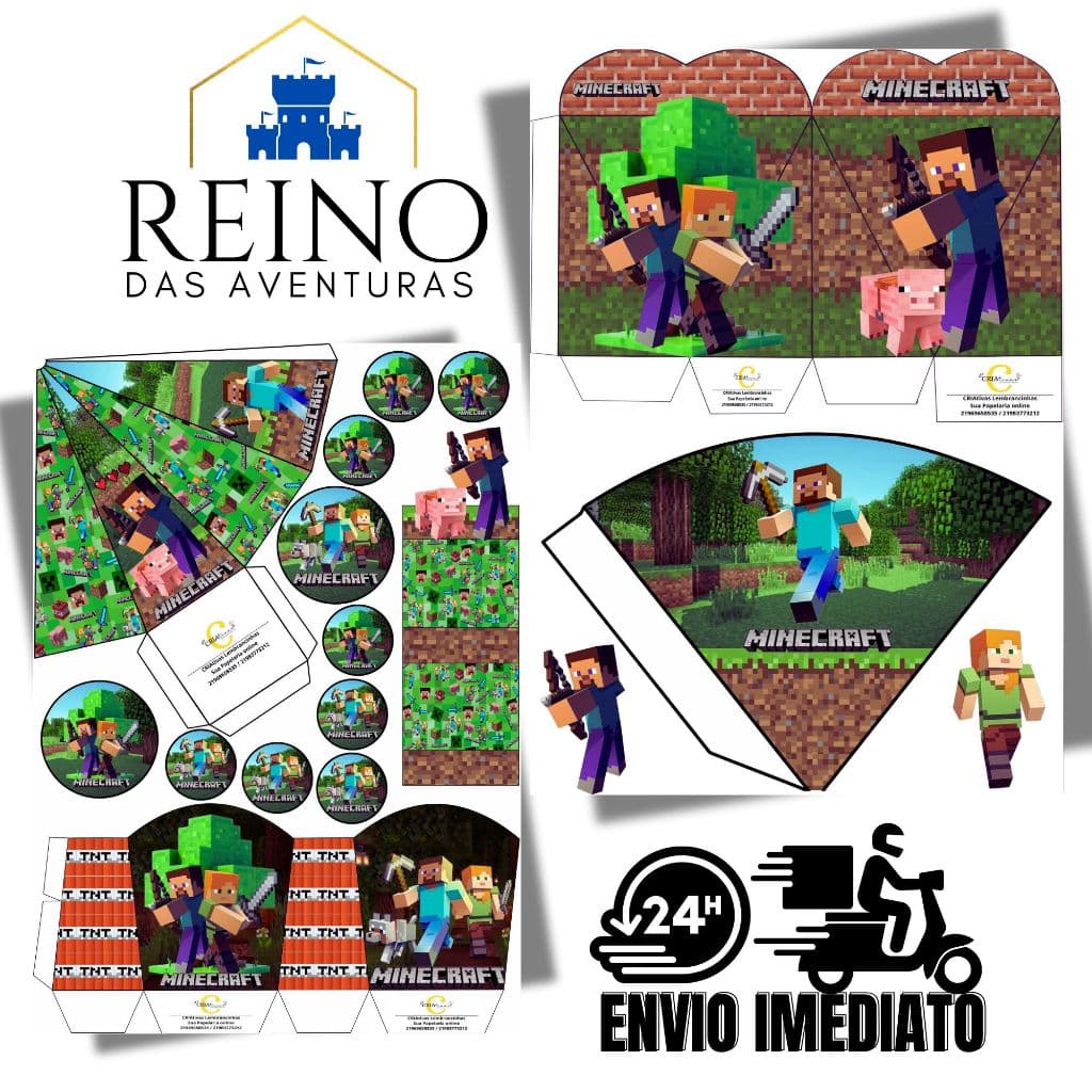 Envio imediato - TEMA MINECRAFT Kit 85 ou 170 Lembrancinha Festa de Aniversário (sem nome)