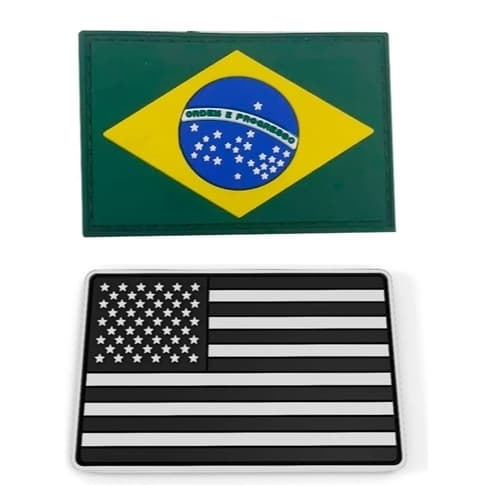 Patch Bandeira do Brasil Ou EUA 3D Emborrachado Multiuso Mochilas, Bolsas e Roupas