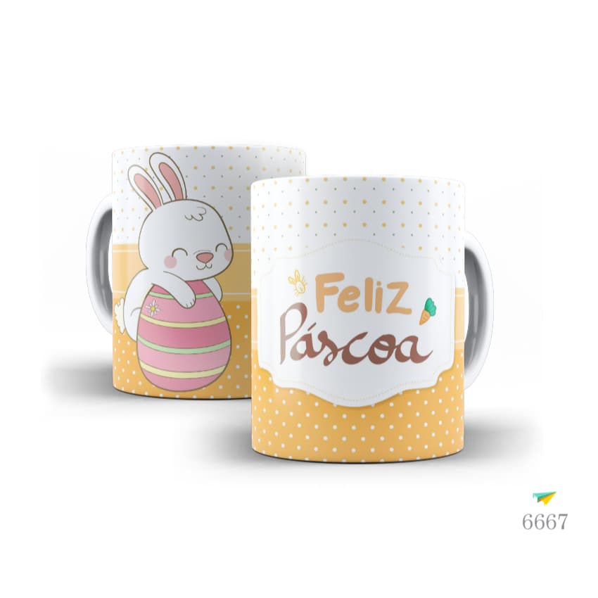 Caneca Feliz Páscoa Delicadas com Coelho 325ml