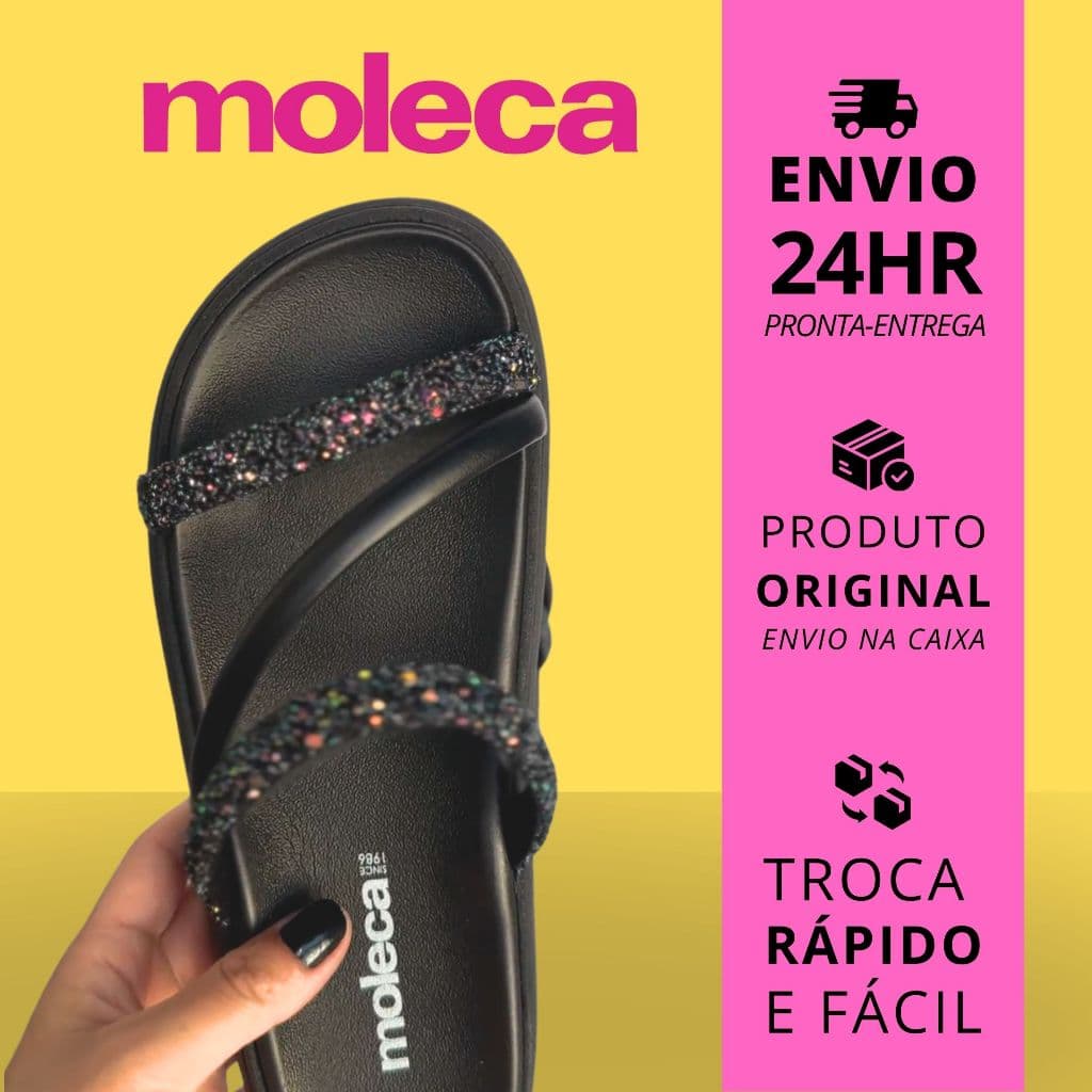 Sandália Slide Feminina Papete Brilho Original