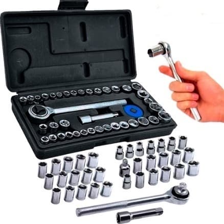 Kit De Ferramentas 40/46 Peças Jogo De Soquetes Chave Catraca Reversível Com Maleta Jogo De Ferramentas Completo
